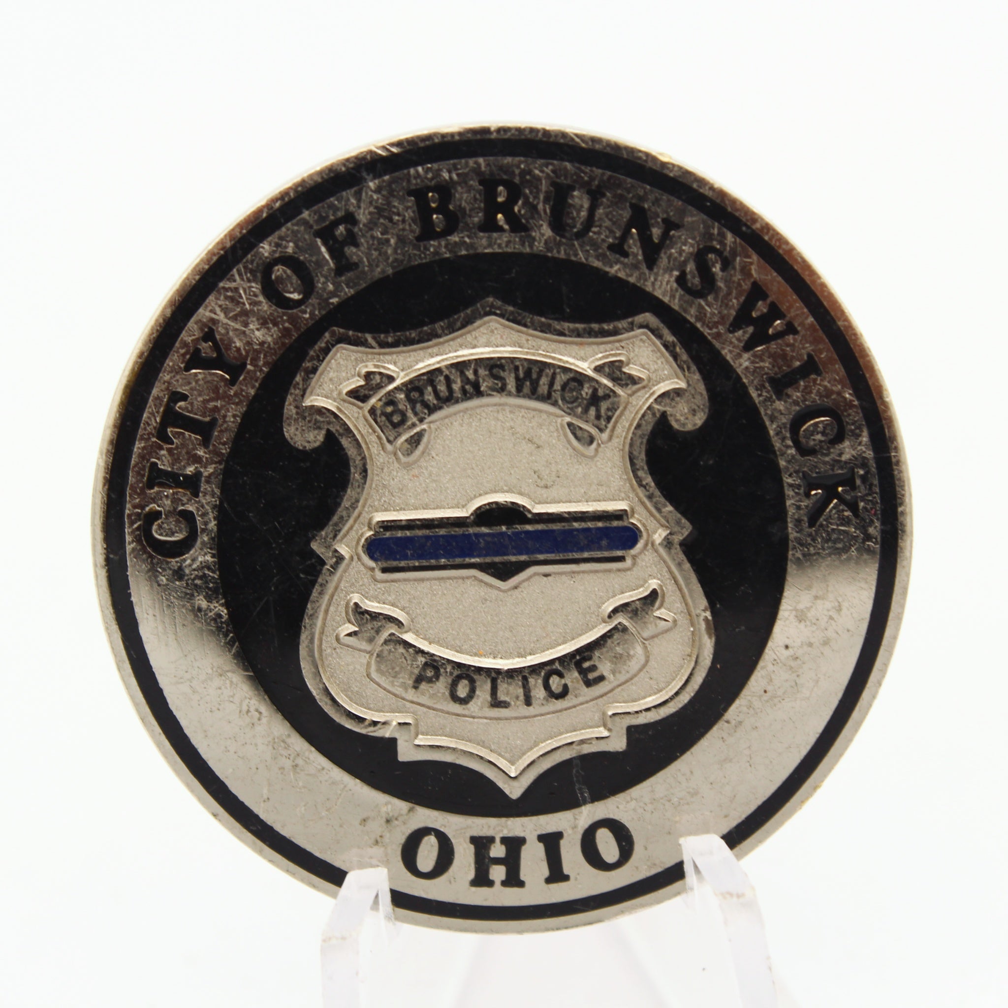 Brunswick Police Ohio Challenge Coin 1.5'' Copper Thin Blue Line Law Enforcement Pre-owned