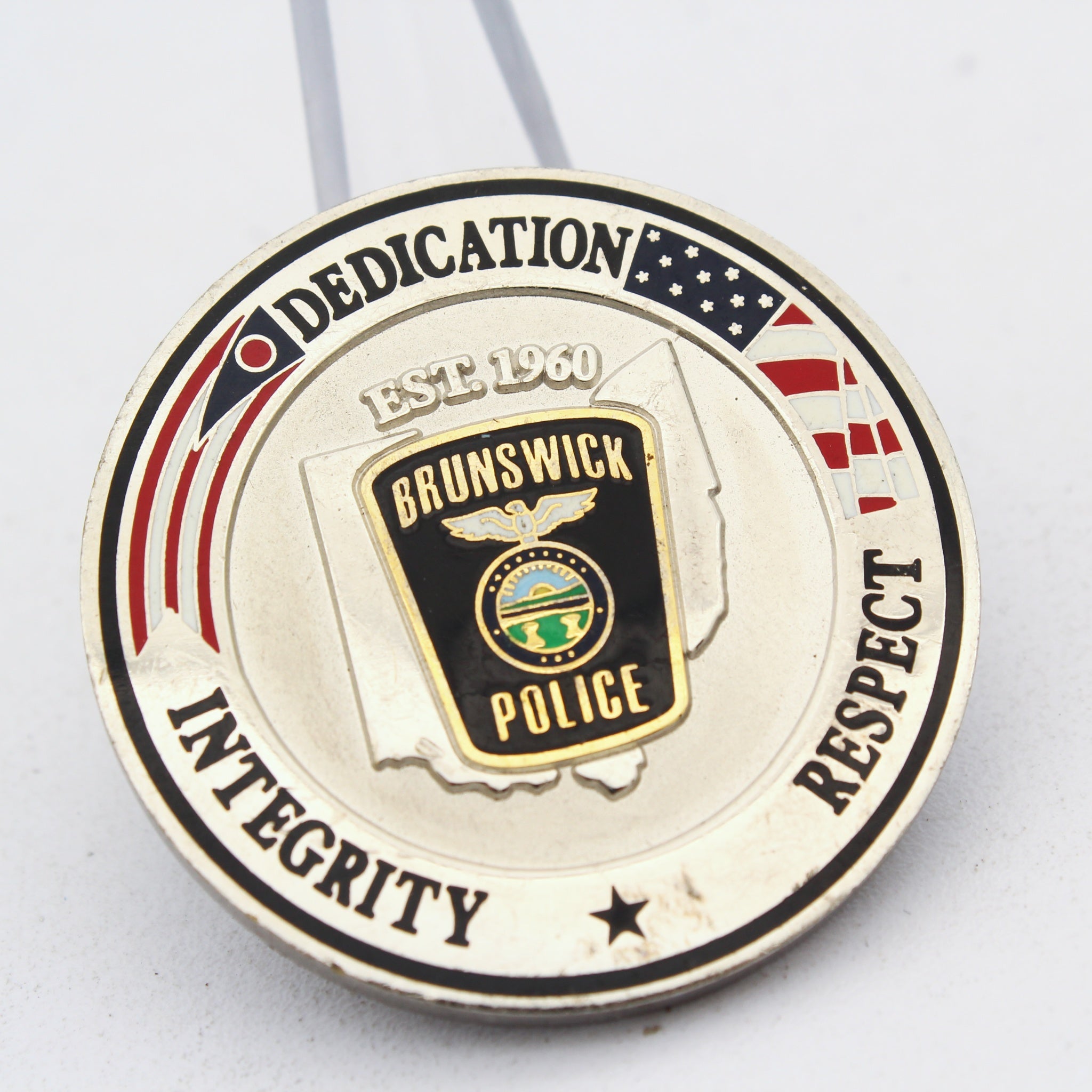 Brunswick Police Ohio Challenge Coin 1.5'' Copper Thin Blue Line Law Enforcement Pre-owned