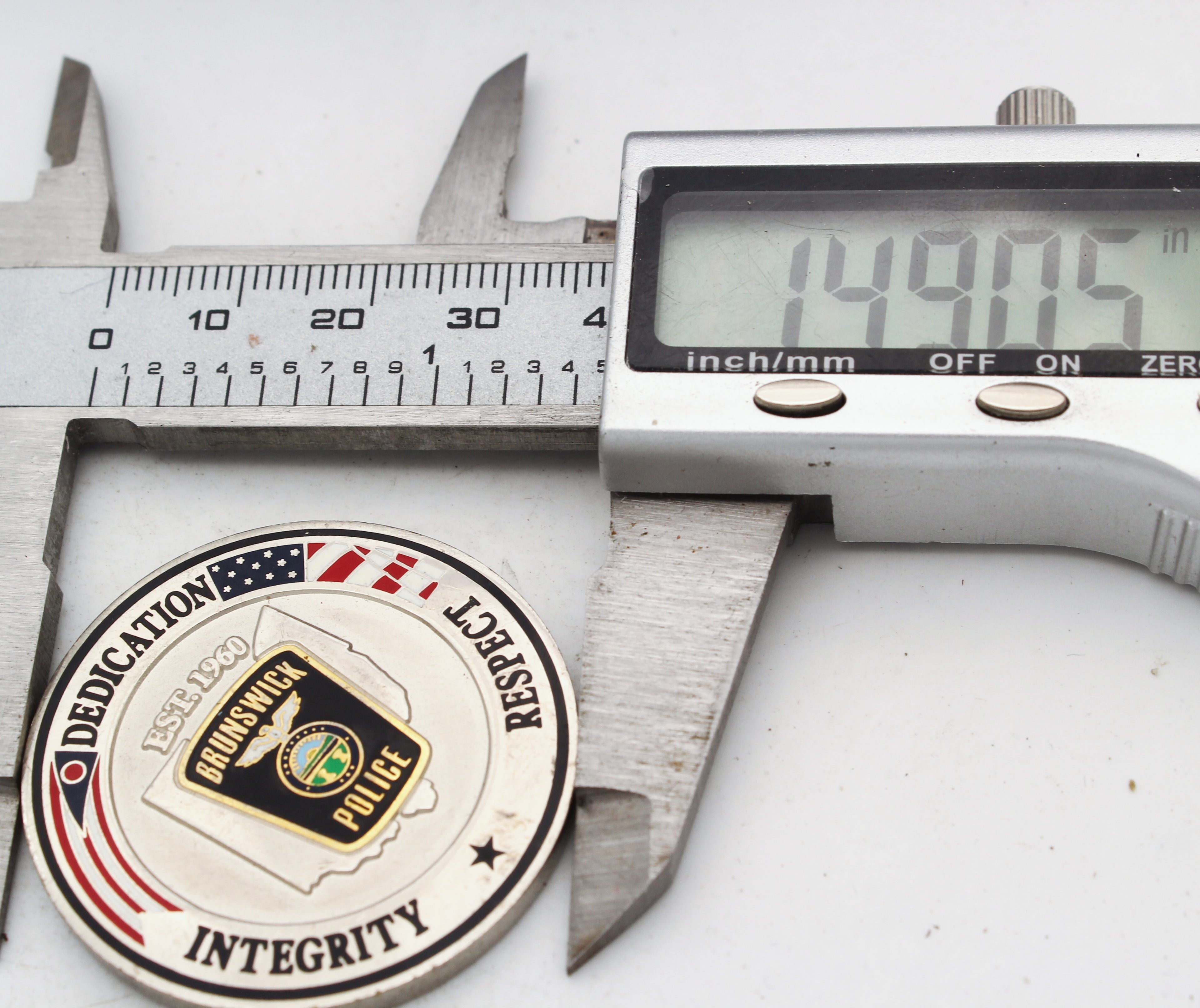 Brunswick Police Ohio Challenge Coin 1.5'' Copper Thin Blue Line Law Enforcement Pre-owned