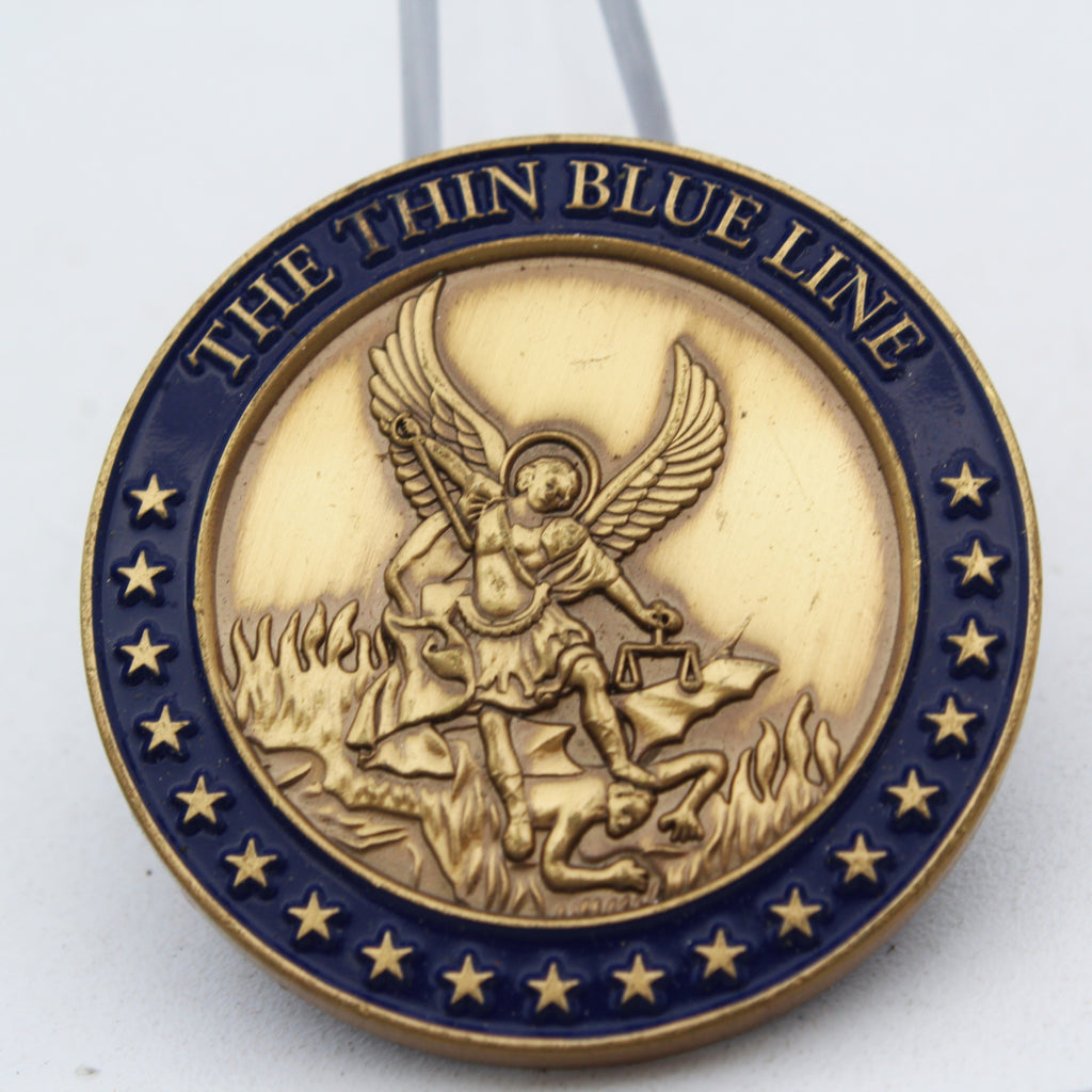 Pennsylvania Police Challenge Coin Old Lycoming Thin Blue Line St Michael 1.5" Copper Pre-owned