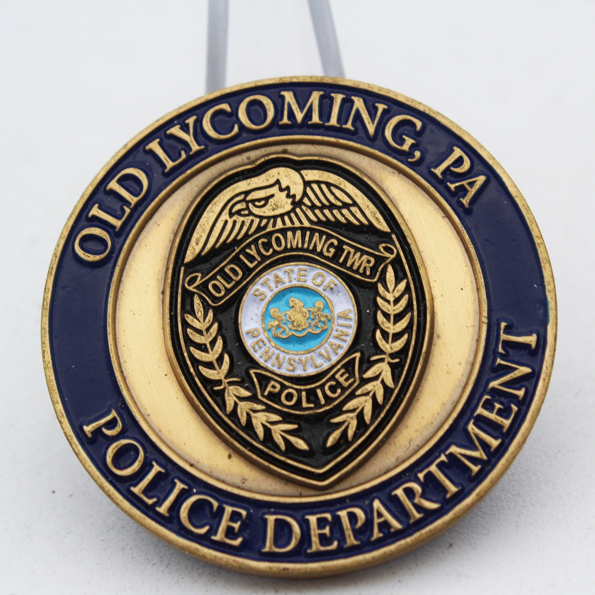 Pennsylvania Police Challenge Coin Old Lycoming Thin Blue Line St Michael 1.5" Copper Pre-owned