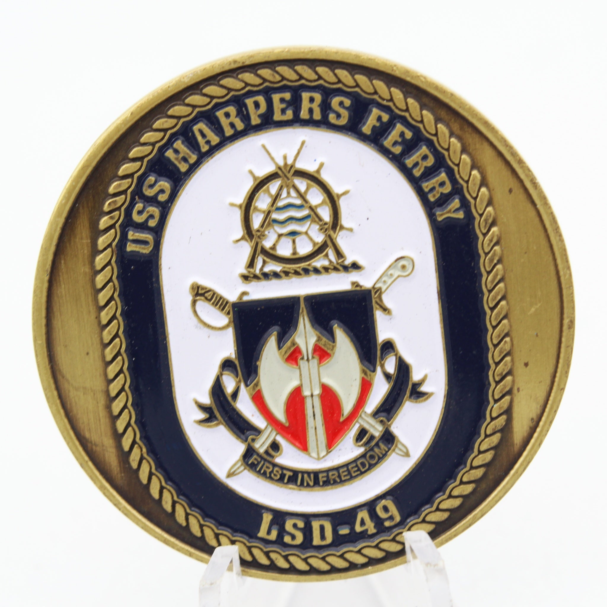 USS Harpers Ferry LSD-49 Challenge Coin US Navy Oath of Enlistment 1.75" Pre-Owned