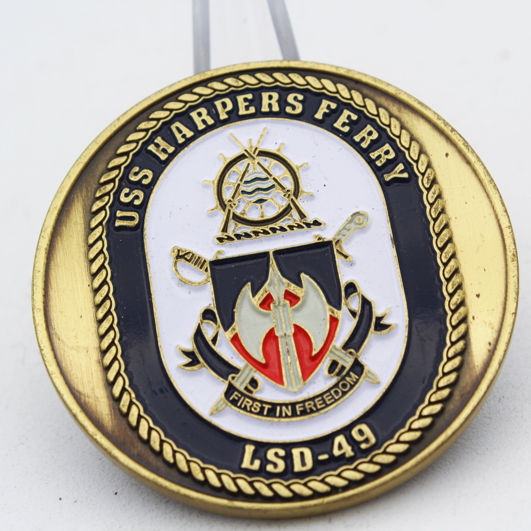 USS Harpers Ferry LSD-49 Challenge Coin US Navy Oath of Enlistment 1.75" Pre-Owned
