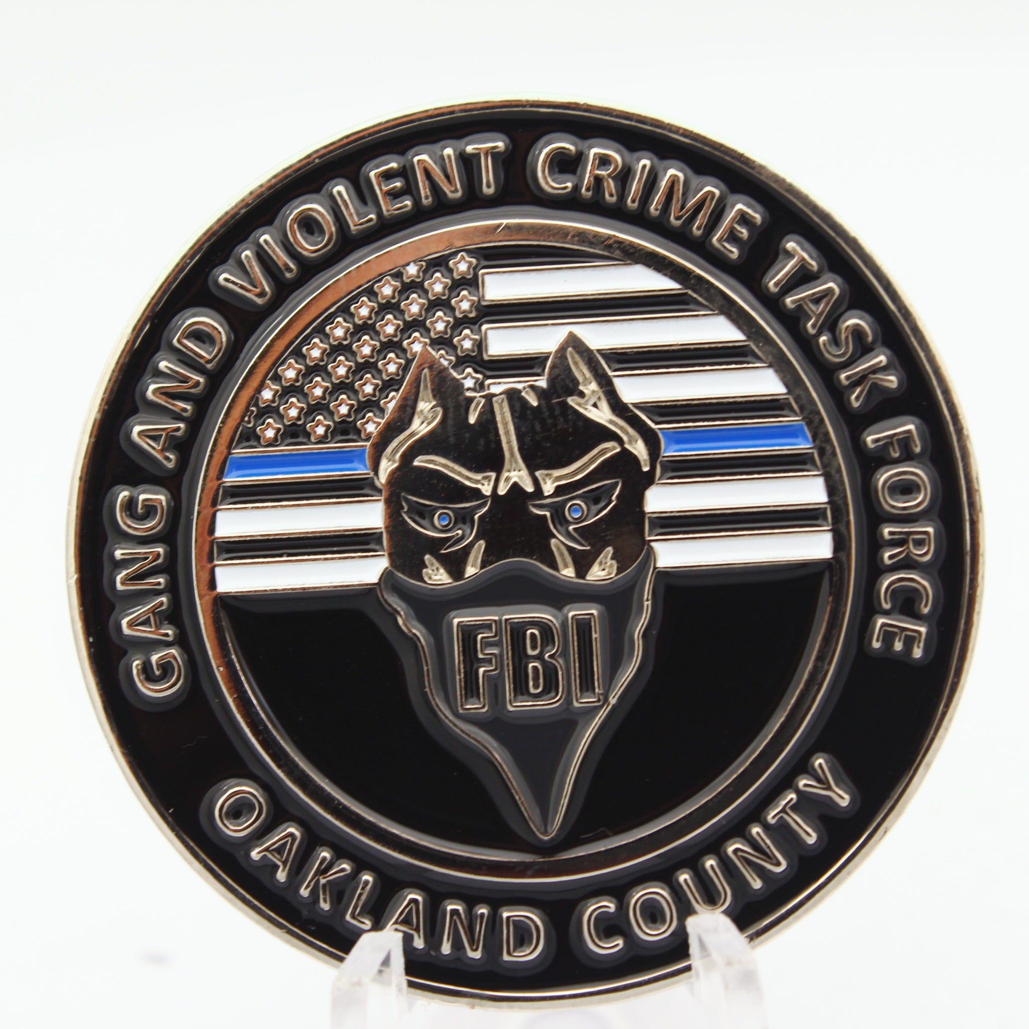 FBI Oakland County Gang and Violent Crime Task Force Challenge Coin 1.75" Copper Used