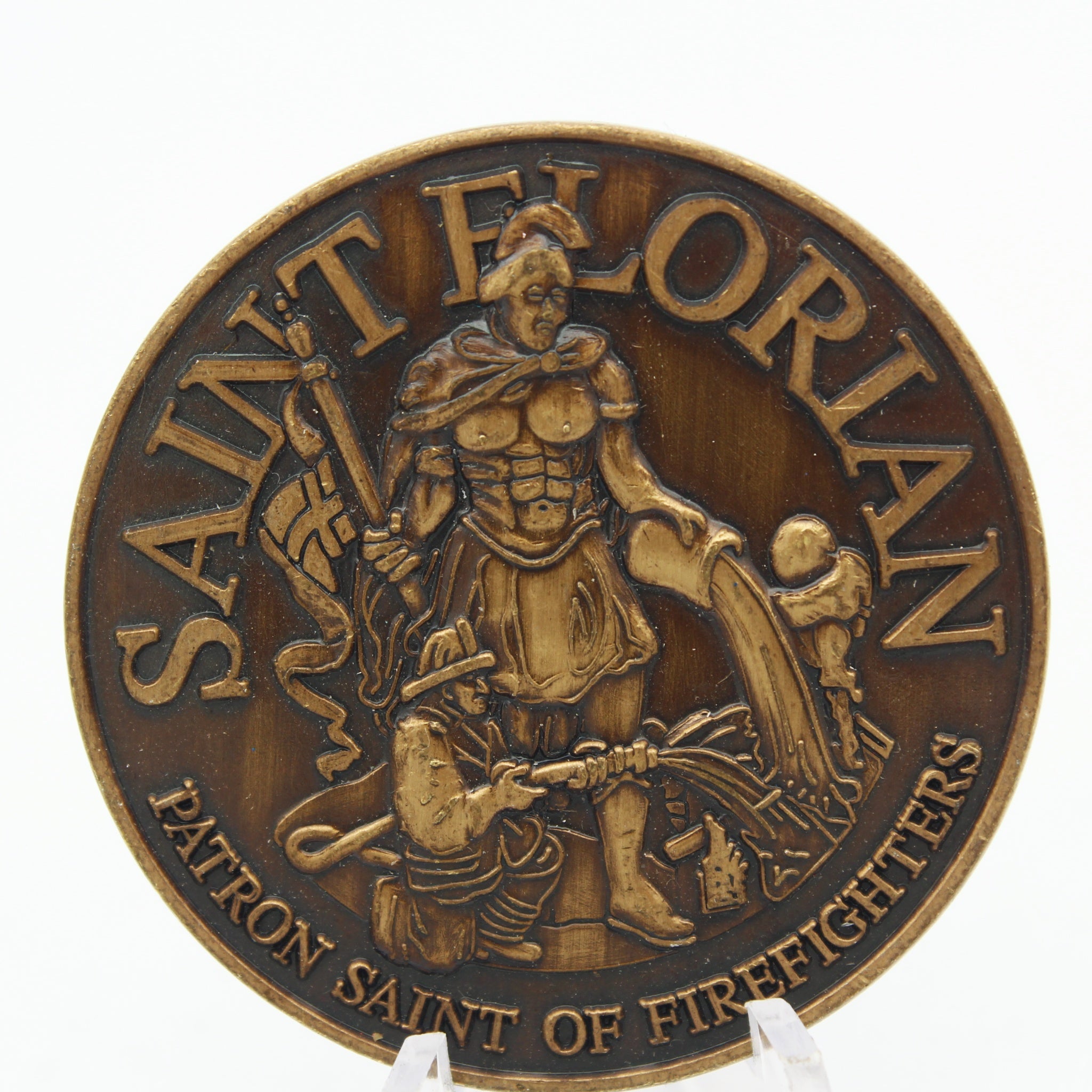 Fireman’s Prayer Saint Florian Firefighter Challenge Coin 1.75" Copper Pre-Owned