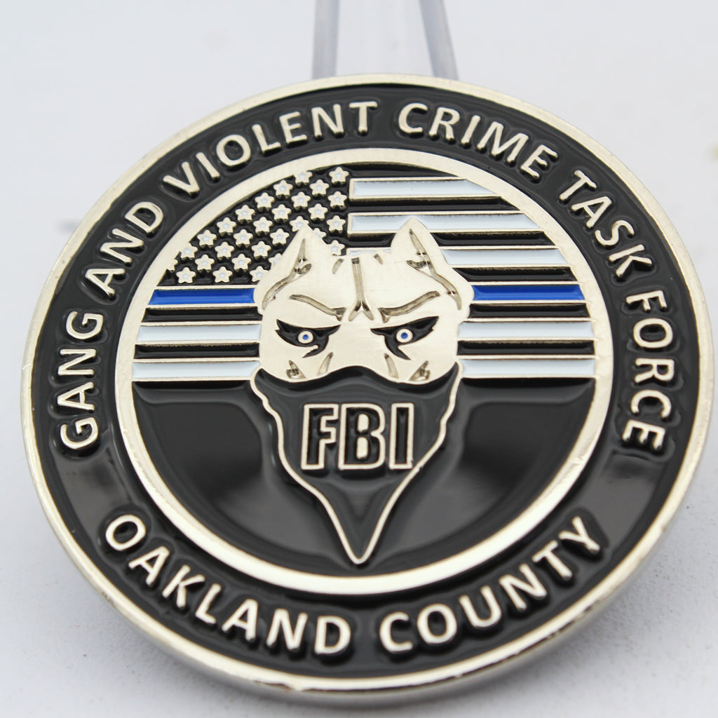 FBI Oakland County Gang and Violent Crime Task Force Challenge Coin 1.75" Copper Used