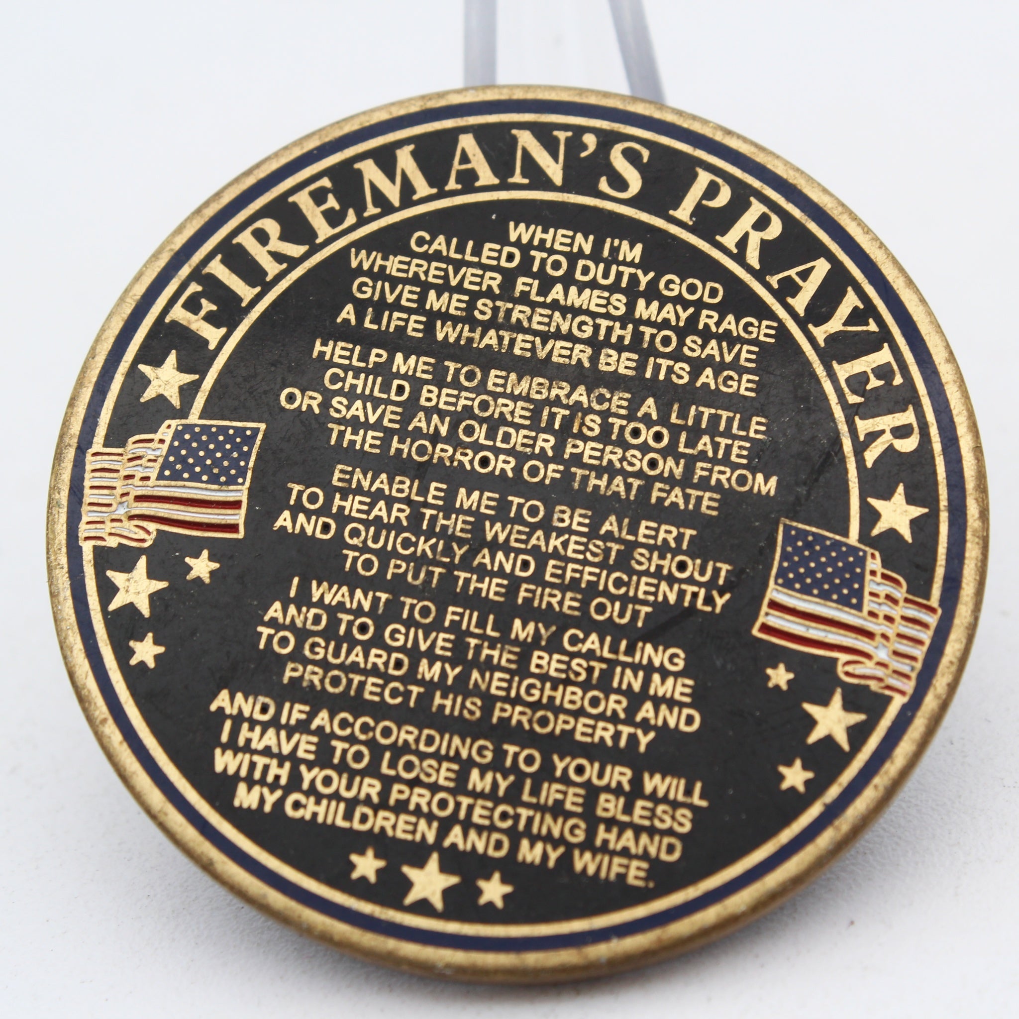 Fireman’s Prayer Saint Florian Firefighter Challenge Coin 1.75" Copper Pre-Owned