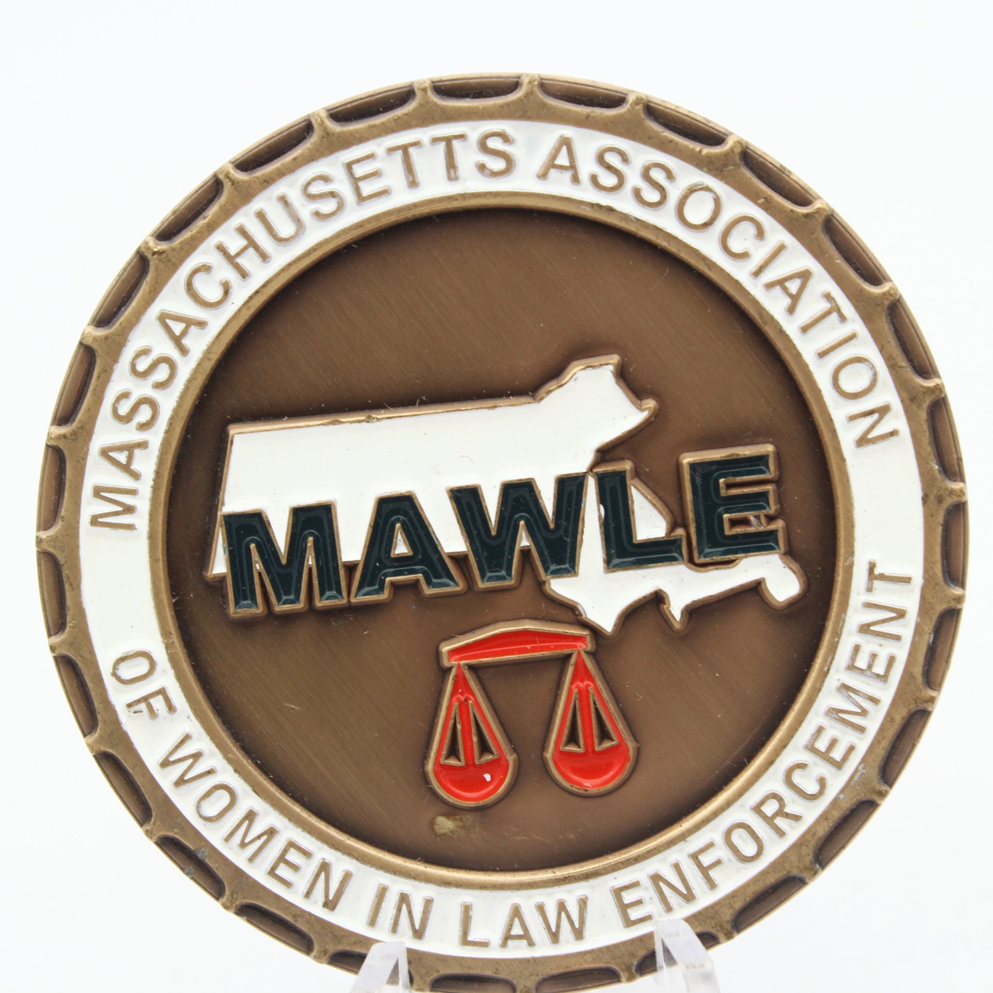 Massachusetts Association of Women in Law Enforcement Challenge Coin MAWLE 1.75” Copper Collectible Pre-owned