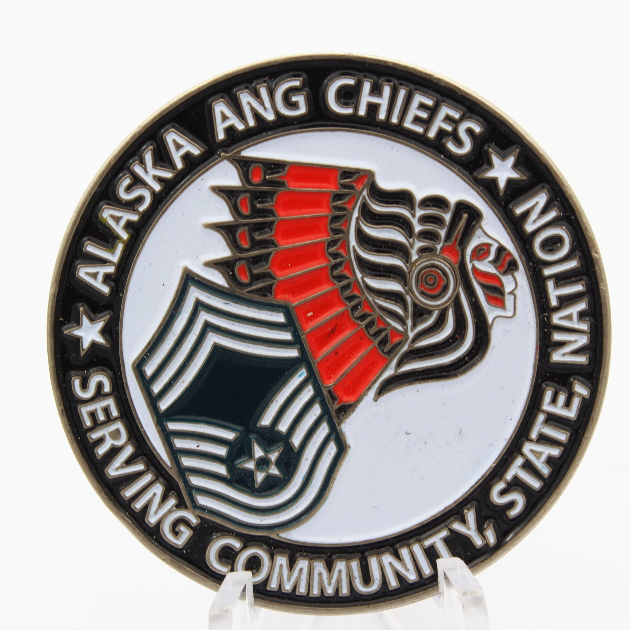 Alaska ANG Chiefs Challenge Coin 1.65 Inch Pre-Owned Copper Military Collectible