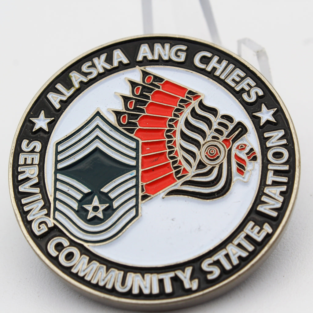 Alaska ANG Chiefs Challenge Coin 1.65 Inch Pre-Owned Copper Military Collectible