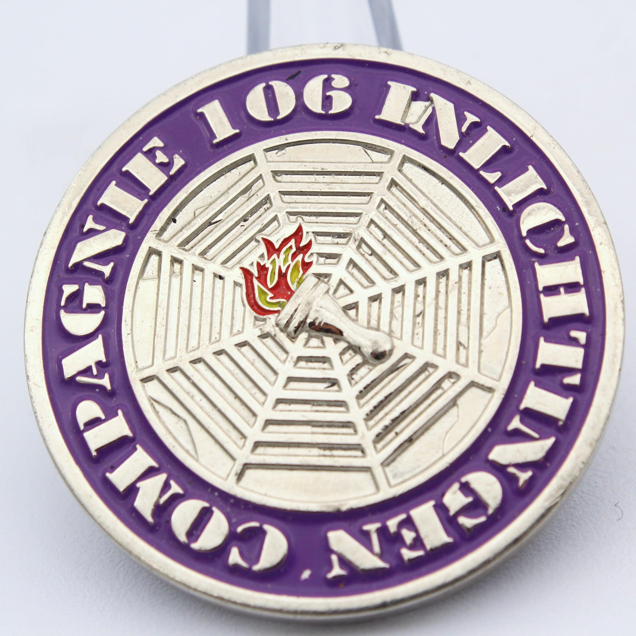 Unix Div 106 Mythic Challenge Coin Spider Web Torch 1.5 Inch Copper Pre-owned