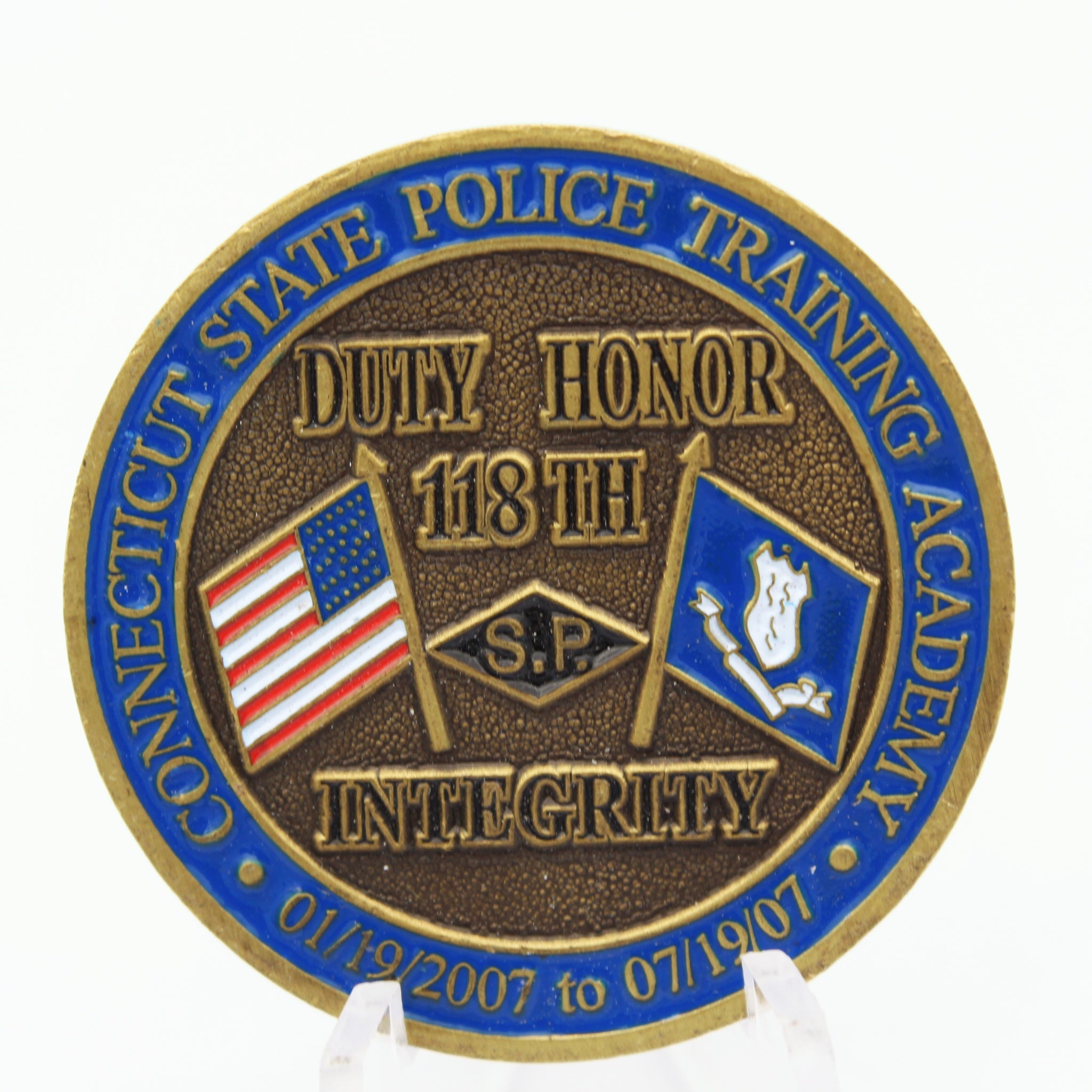 Connecticut State Police Training Academy 118th Challenge Coin 1.5 Inch Copper Pre-owned