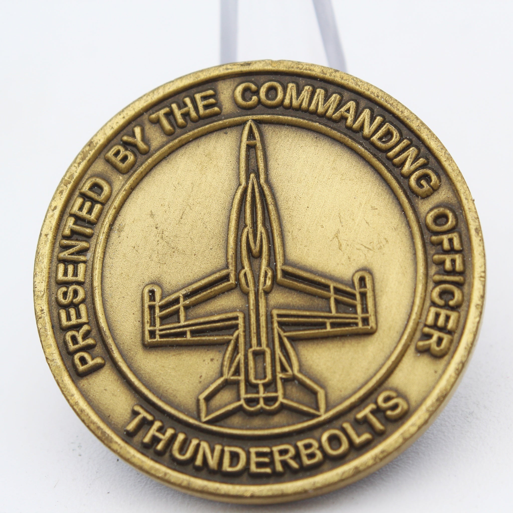 Custos VMFA-251 Caelorum Thunderbolts Unit Challenge Coin Lightning Cross 1.5 Inch Copper Pre-owned