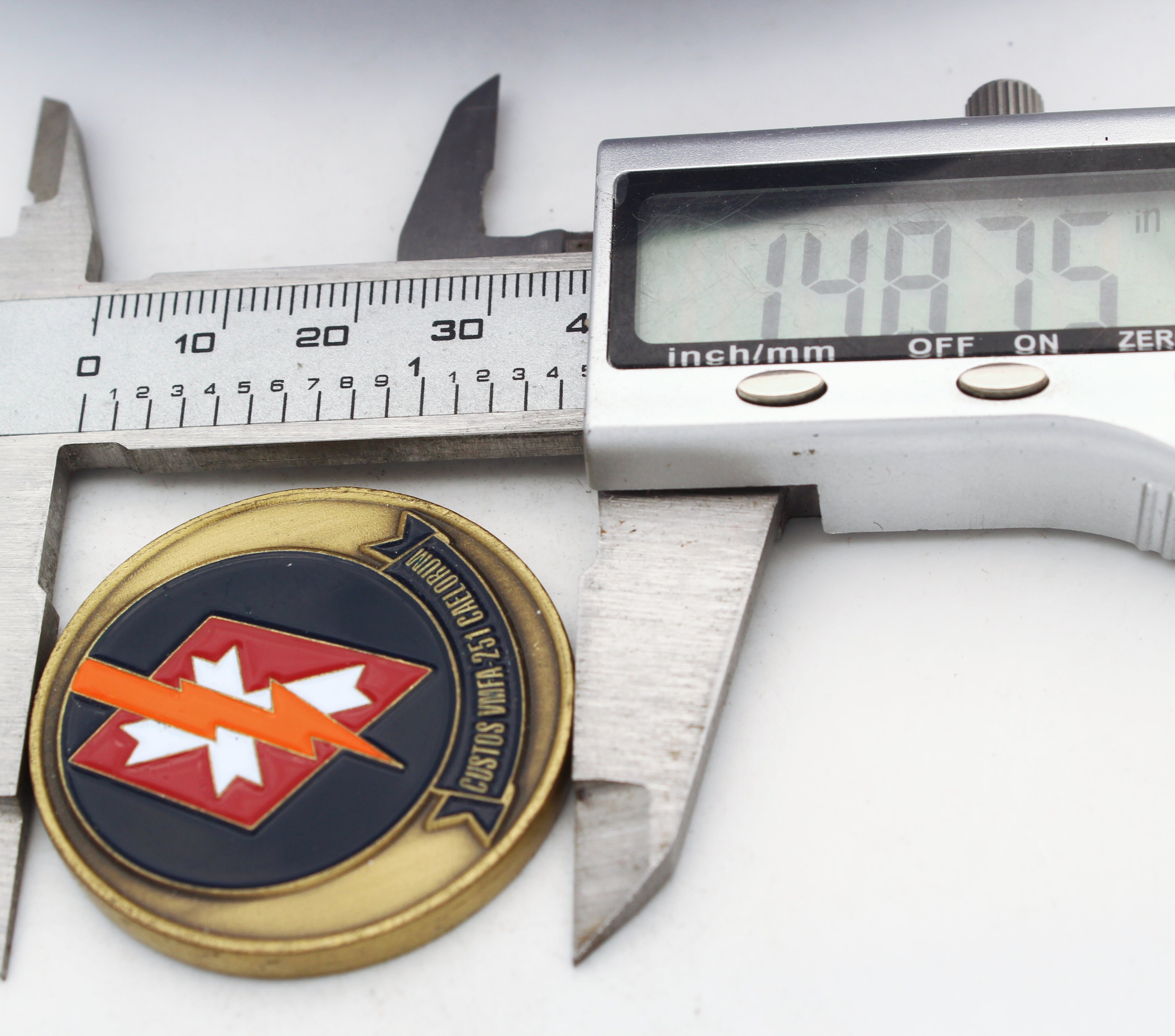 Custos VMFA-251 Caelorum Thunderbolts Unit Challenge Coin Lightning Cross 1.5 Inch Copper Pre-owned
