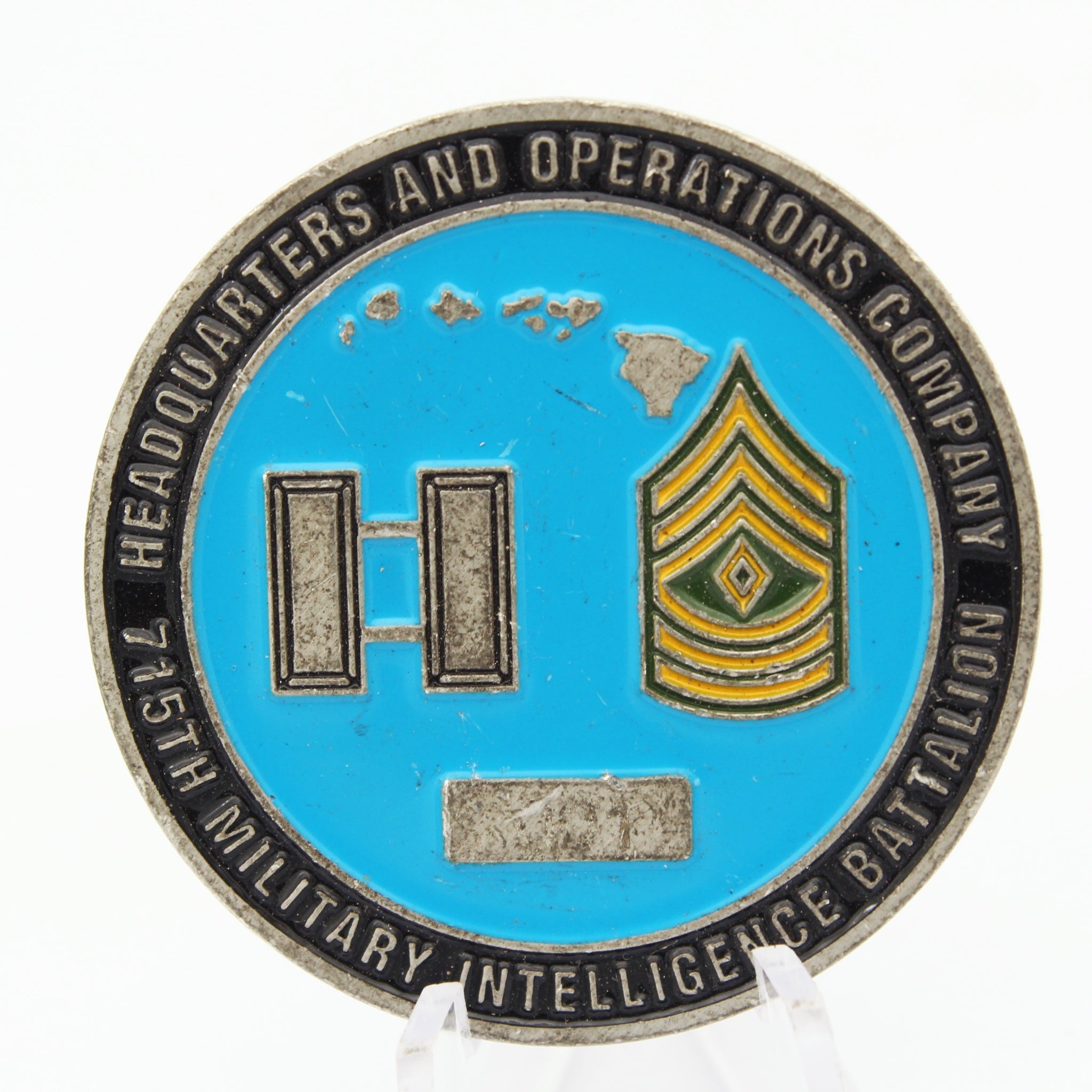 Warhawks 715th Military Intelligence Battalion Challenge Coin Hawaii 1.75” Pre-owned