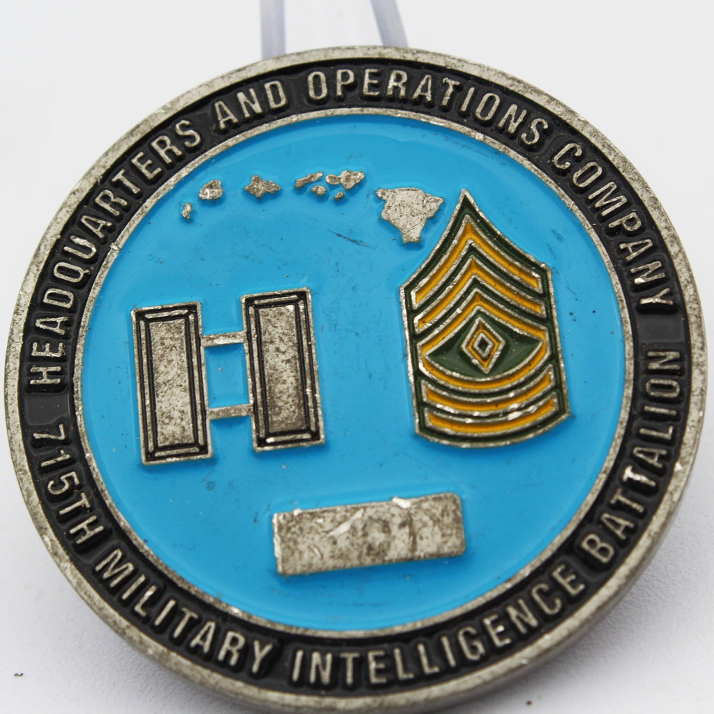 Warhawks 715th Military Intelligence Battalion Challenge Coin Hawaii 1.75” Pre-owned