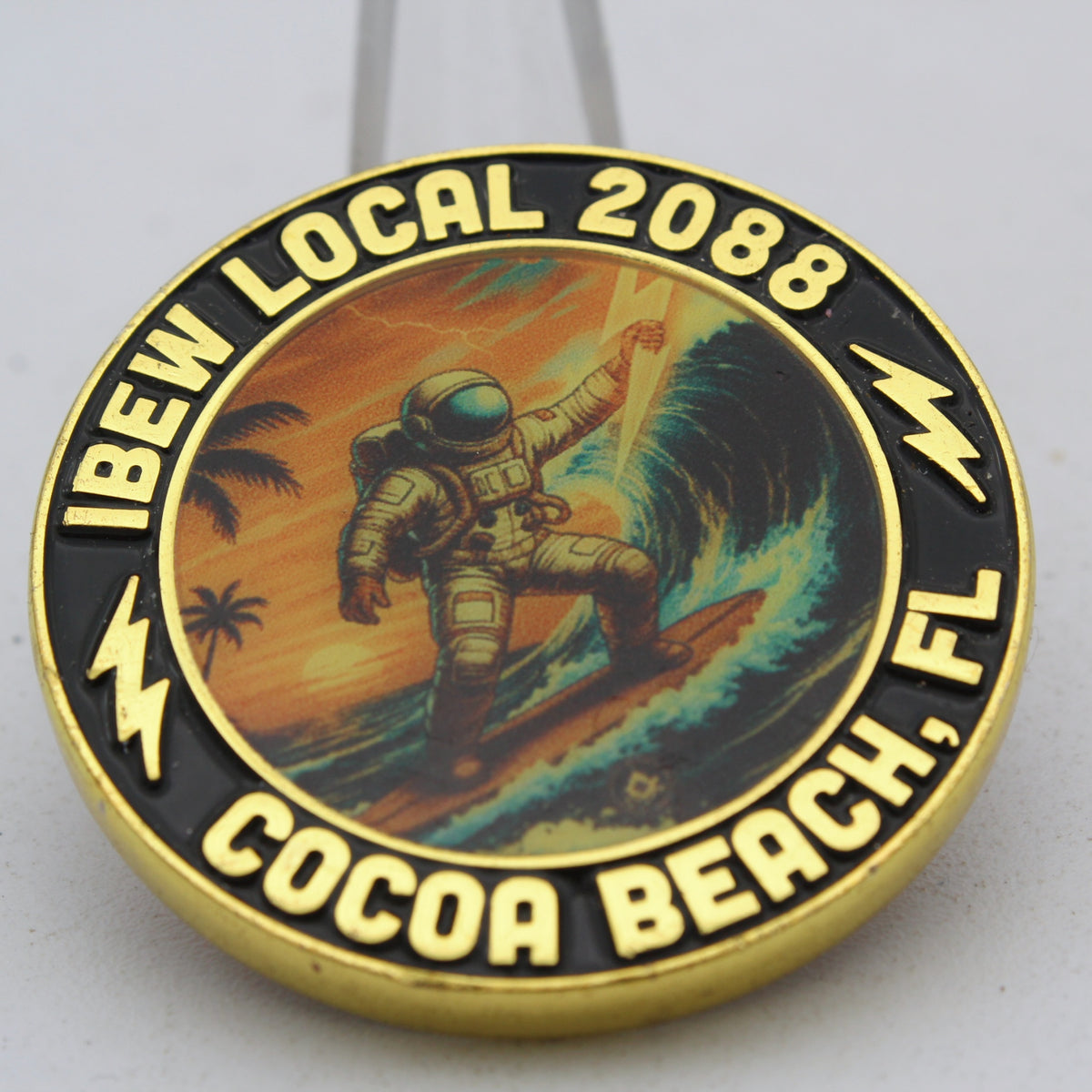 IBEW Local 2088 Cocoa Beach Astronaut Surfer Challenge Coin Pre-owned