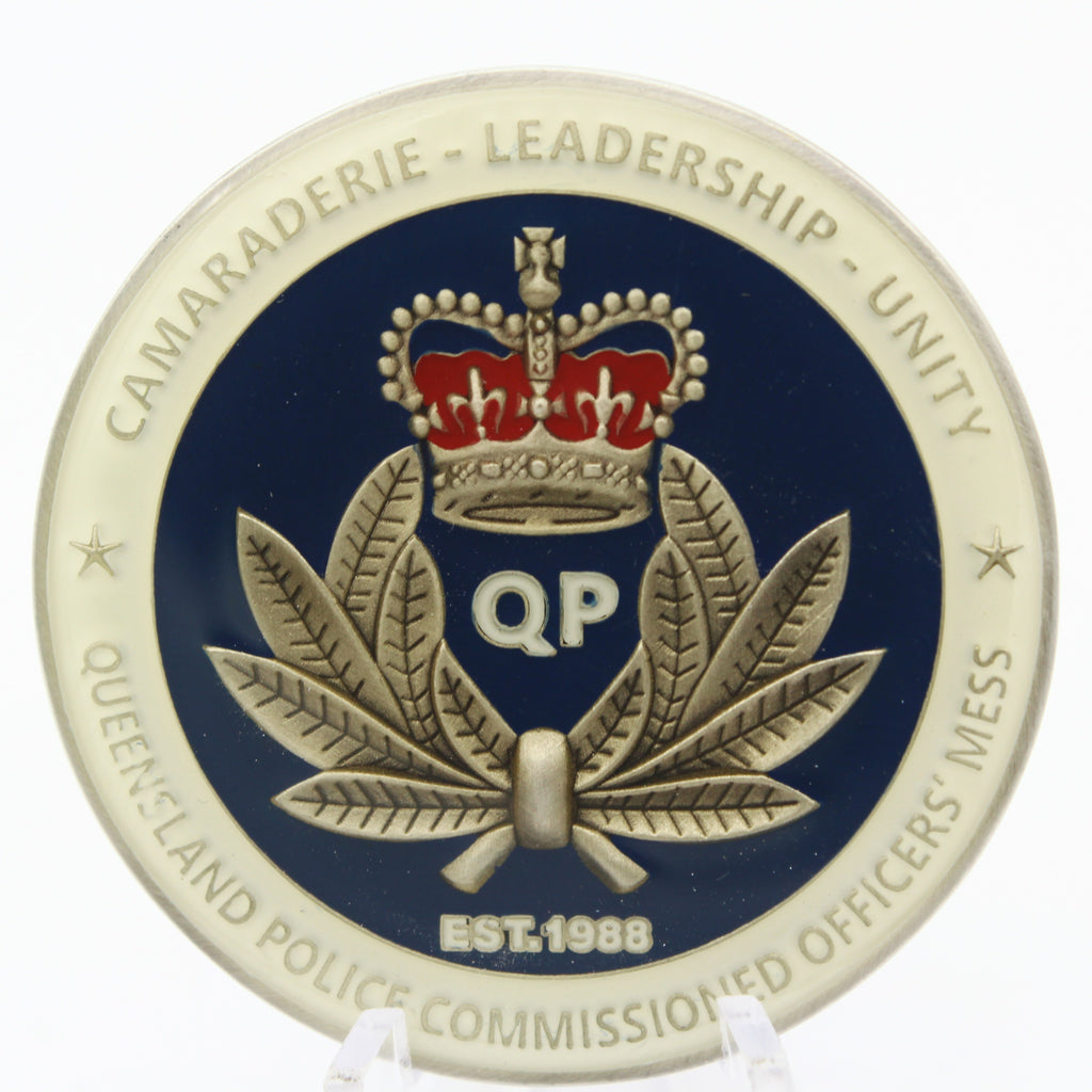 Queensland Police Challenge Coin QP Commissioned Officers Mess 1.75" Copper Pre-owned