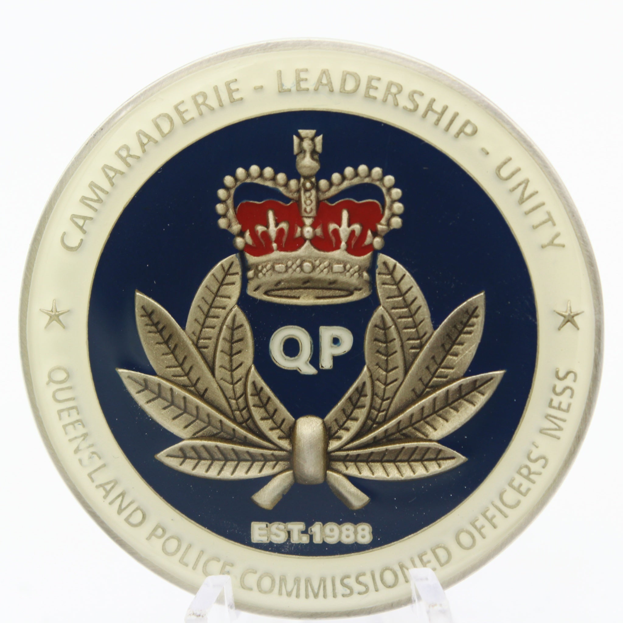 Queensland Police Challenge Coin QP Commissioned Officers Mess 1.75" Copper Pre-owned
