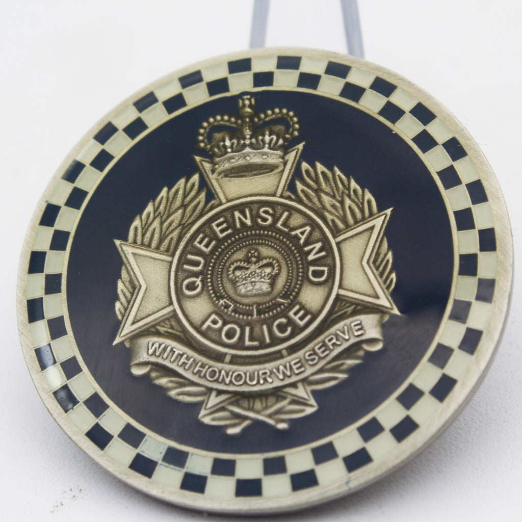 Queensland Police Challenge Coin QP Commissioned Officers Mess 1.75" Copper Pre-owned