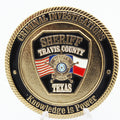 Travis County Sheriff Criminal Investigations Challenge Coin Texas Central Command 1.75" Copper Pre-owned