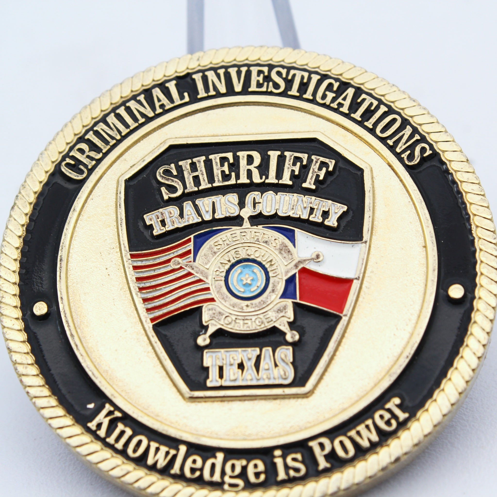 Travis County Sheriff Criminal Investigations Challenge Coin Texas Central Command 1.75" Copper Pre-owned
