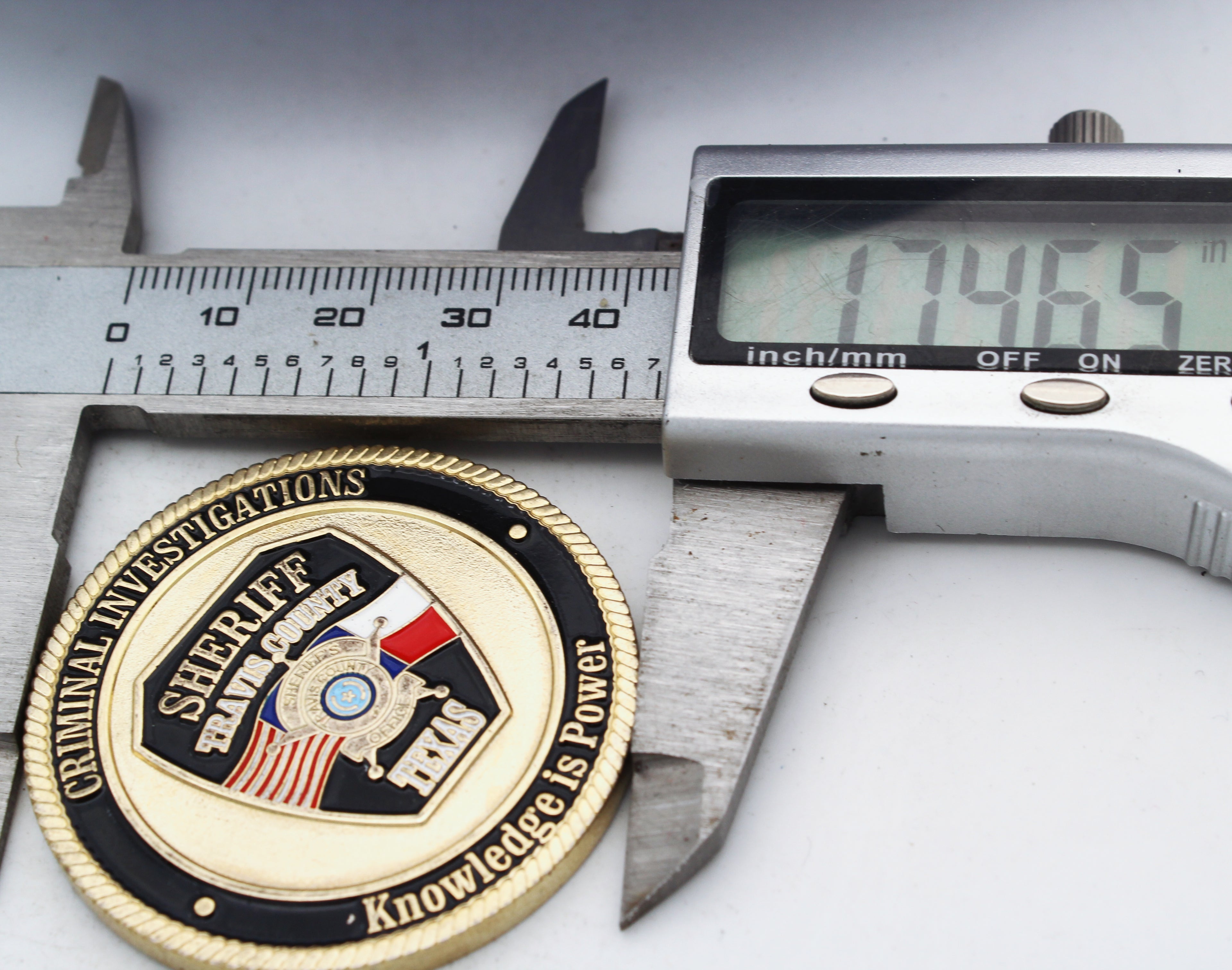 Travis County Sheriff Criminal Investigations Challenge Coin Texas Central Command 1.75" Copper Pre-owned