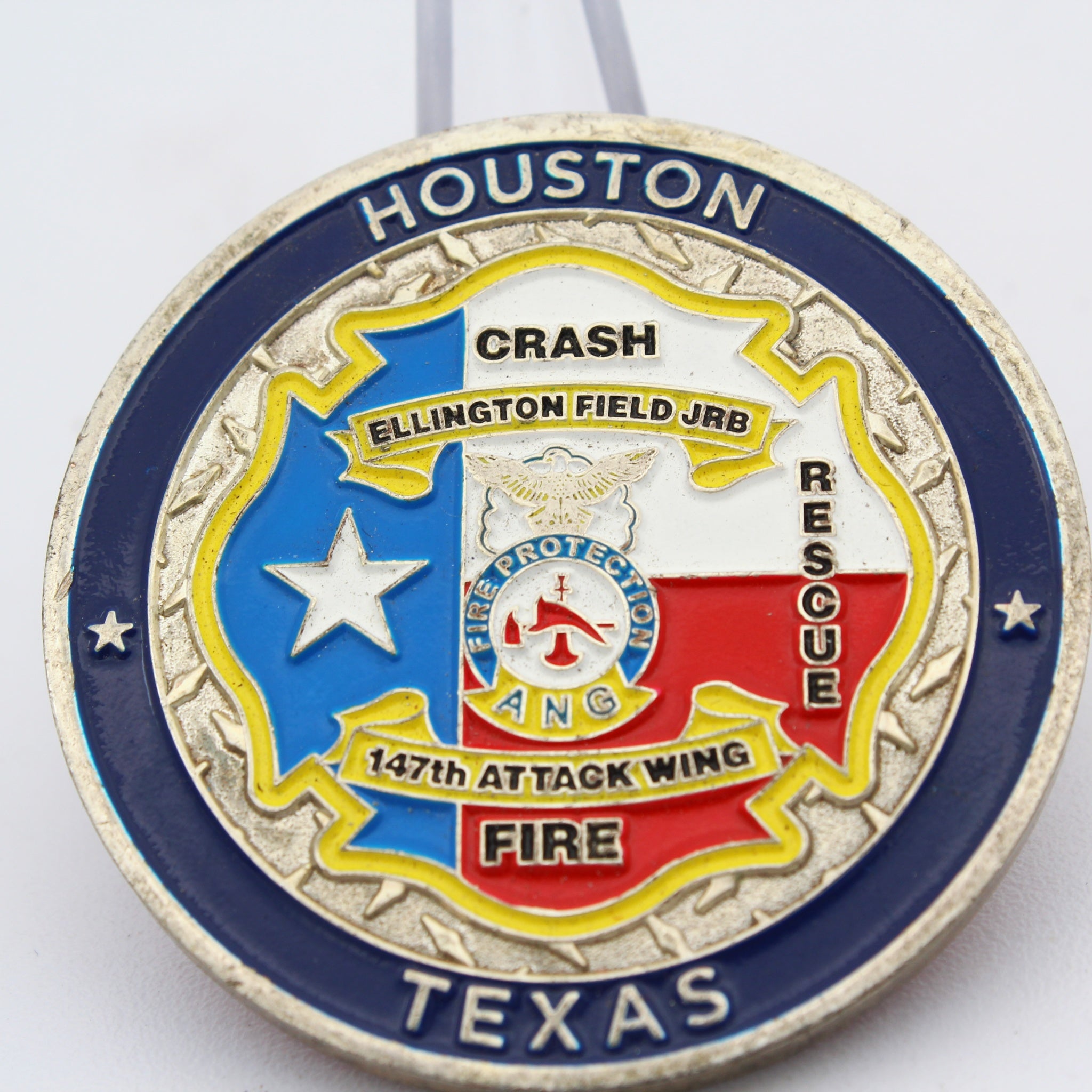 Houston Texas Air National Guard Fire Protection Challenge Coin 147th Attack Wing Copper Pre-owned