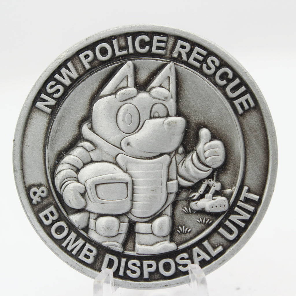 NSW Police Rescue & Bomb Disposal Unit Cartoon Mascot Challenge Coin 2.0 Inch Pre-owned