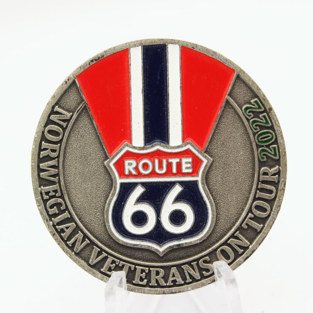 Norwegian Veterans On Tour 2022 Route 66 Challenge Coin 1.5” Copper Collectible Pre-owned