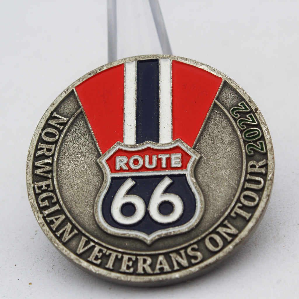 Norwegian Veterans On Tour 2022 Route 66 Challenge Coin 1.5” Copper Collectible Pre-owned