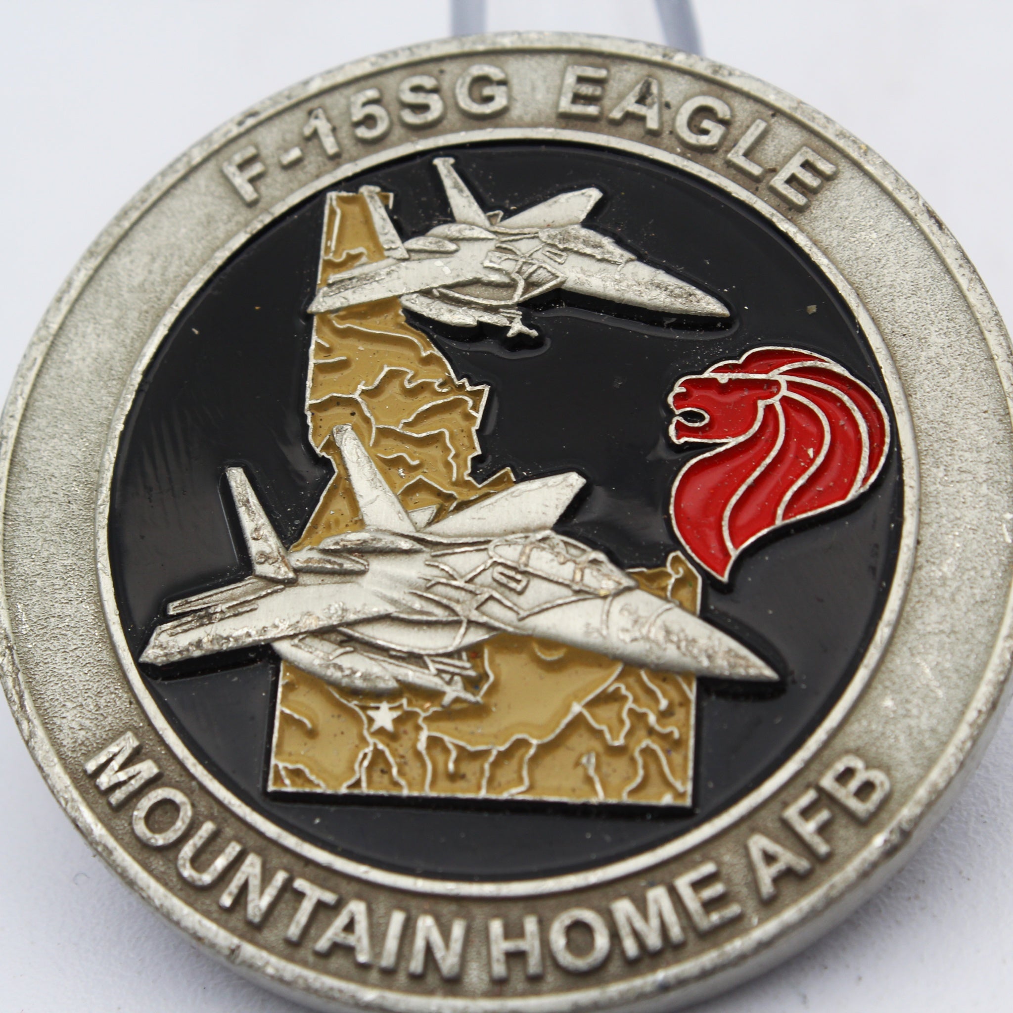 428th Fighter Squadron F-15SG Eagle Peace Carvin V Challenge Coin 1.75" Pre-owned