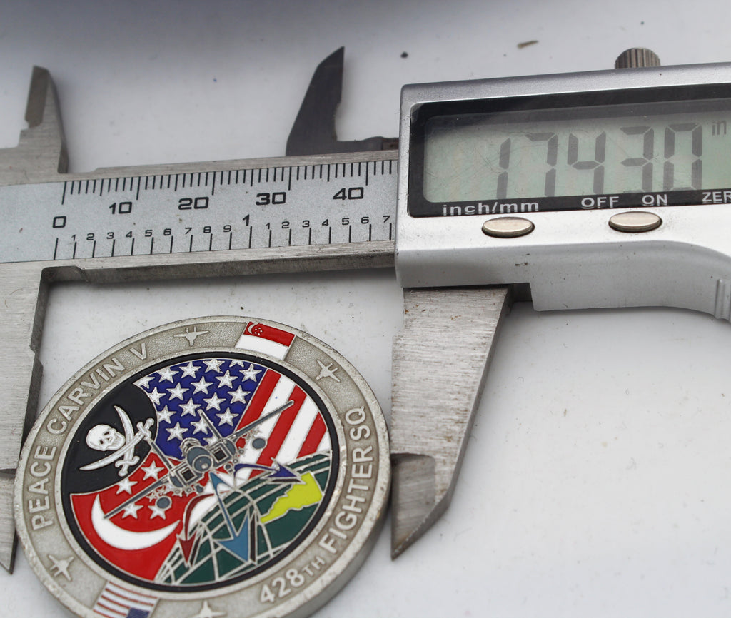 428th Fighter Squadron F-15SG Eagle Peace Carvin V Challenge Coin 1.75" Pre-owned