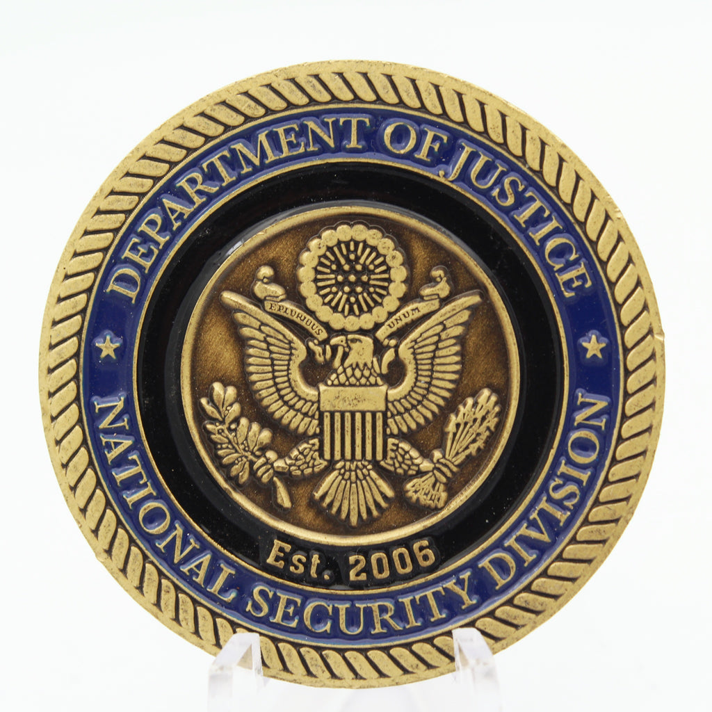 US Department of Justice National Security Division NSA Challenge Coin 1.75" Copper Pre-Owned