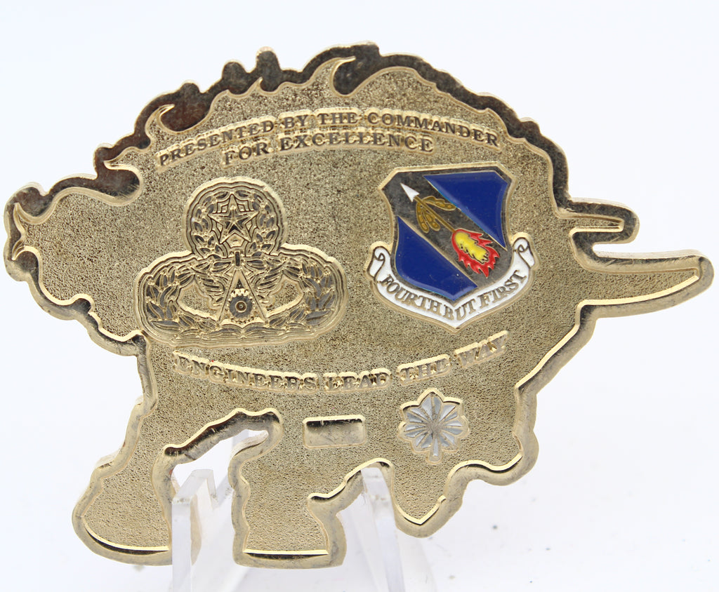 USAF Engineer 4th Civil Engineer Squadron Challenge Coin 2.5" Copper Pre-Owned