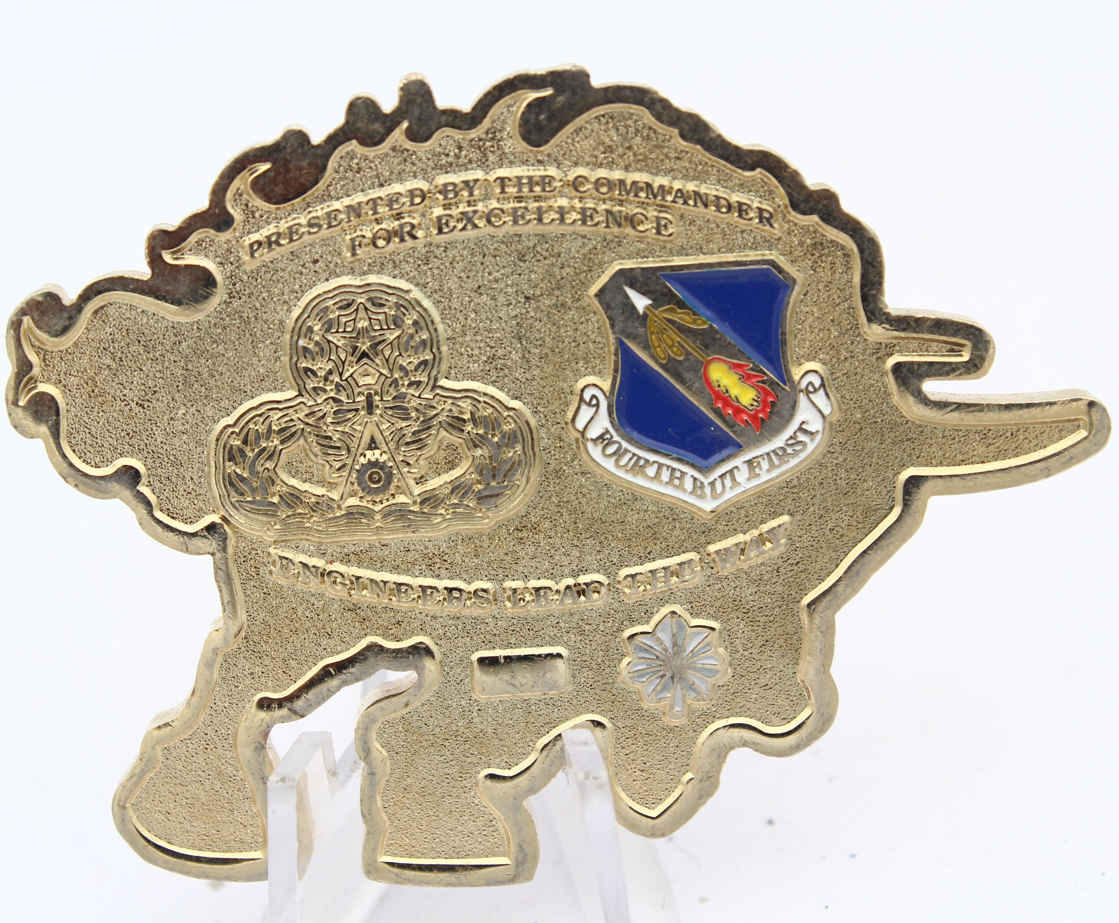 USAF Engineer 4th Civil Engineer Squadron Challenge Coin 2.5" Copper Pre-Owned