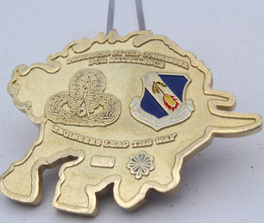 USAF Engineer 4th Civil Engineer Squadron Challenge Coin 2.5" Copper Pre-Owned