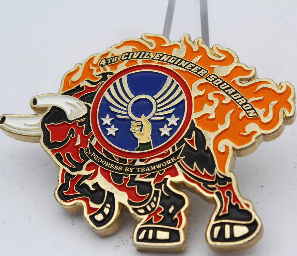 USAF Engineer 4th Civil Engineer Squadron Challenge Coin 2.5" Copper Pre-Owned