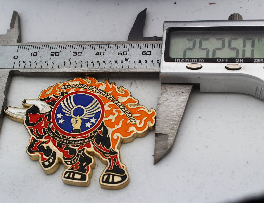USAF Engineer 4th Civil Engineer Squadron Challenge Coin 2.5" Copper Pre-Owned