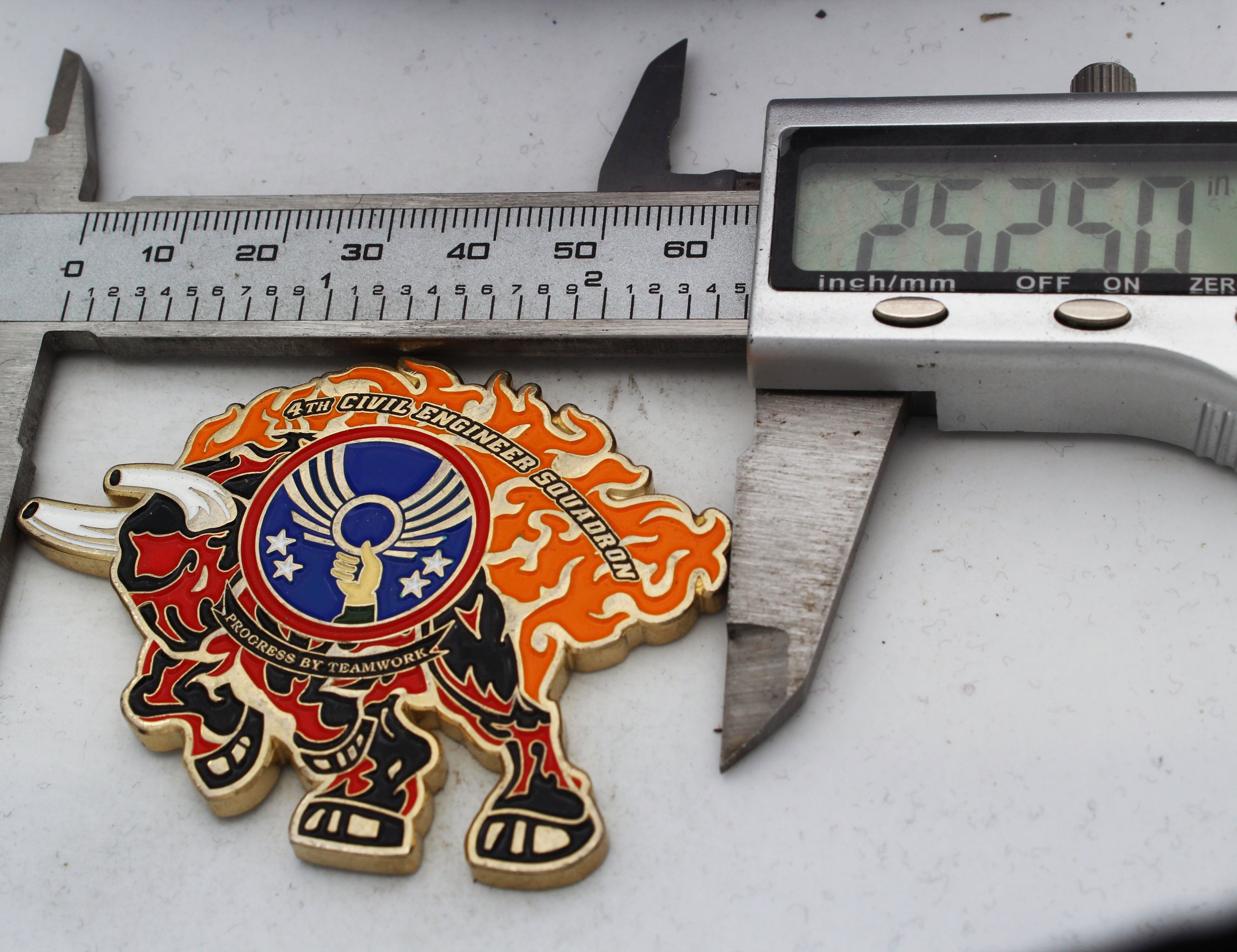 USAF Engineer 4th Civil Engineer Squadron Challenge Coin 2.5" Copper Pre-Owned