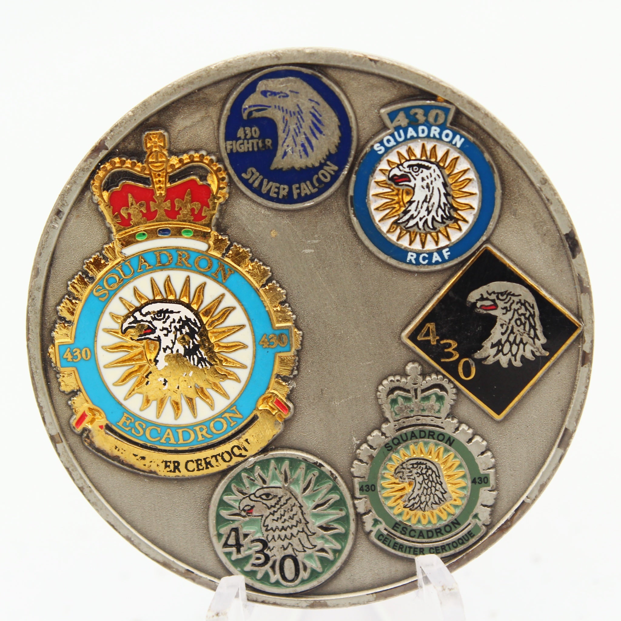 Hartford Bridge Valcartier 430 Squadron Silver Falcon Challenge Coin 1.75" Copper Pre-Owned