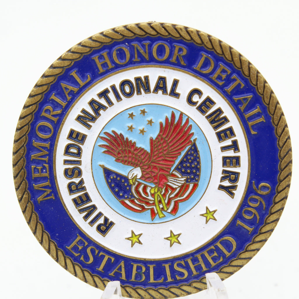Memorial Honor Detail Riverside National Cemetery Challenge Coin 1.75" Copper Pre-Owned