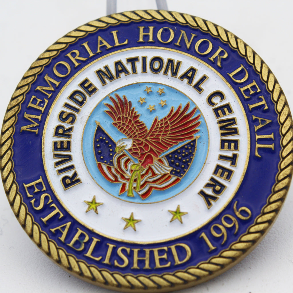 Memorial Honor Detail Riverside National Cemetery Challenge Coin 1.75" Copper Pre-Owned