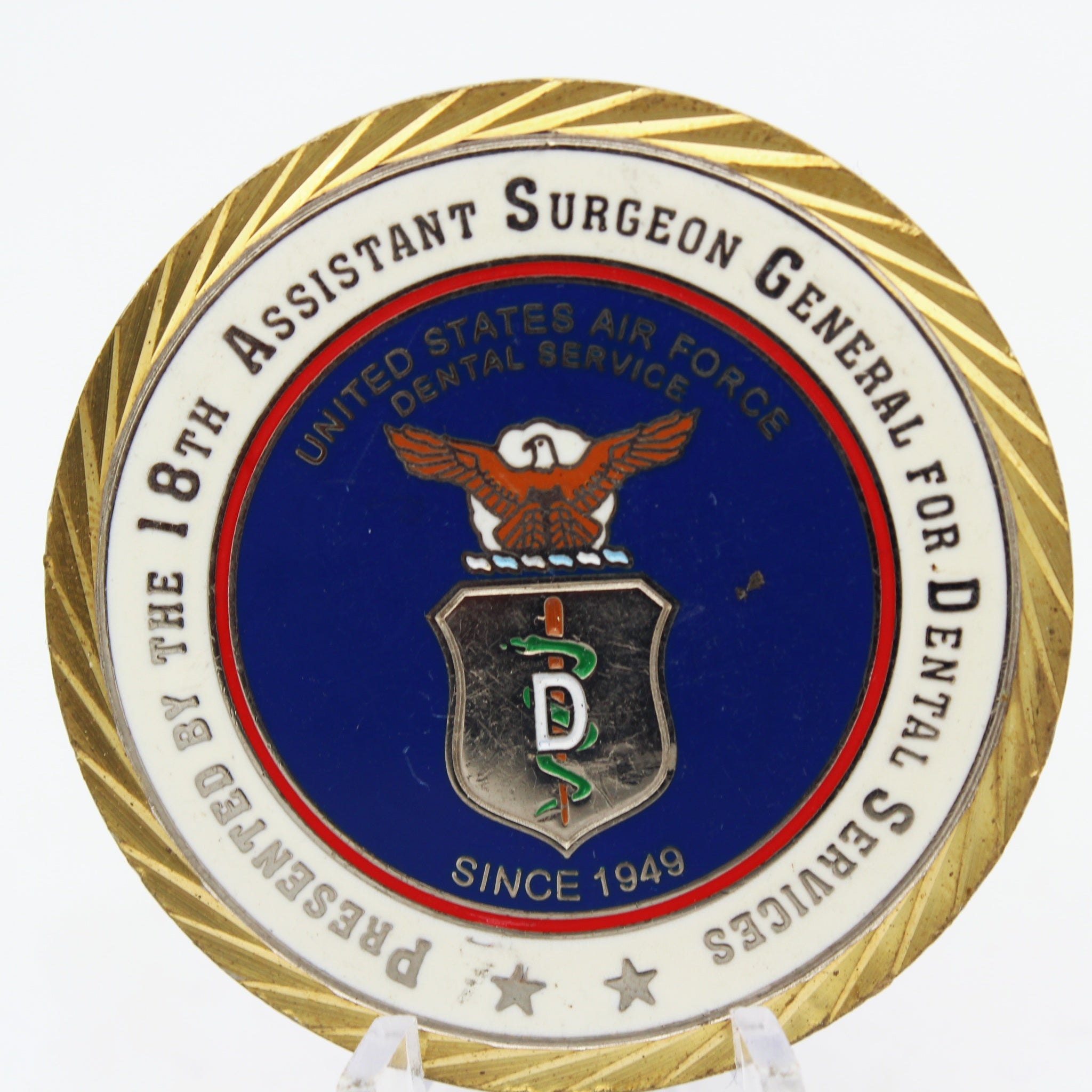 US Air Force Dental Service Major General Gerard A. Caron Challenge Coin 1.75" Copper Pre-Owned