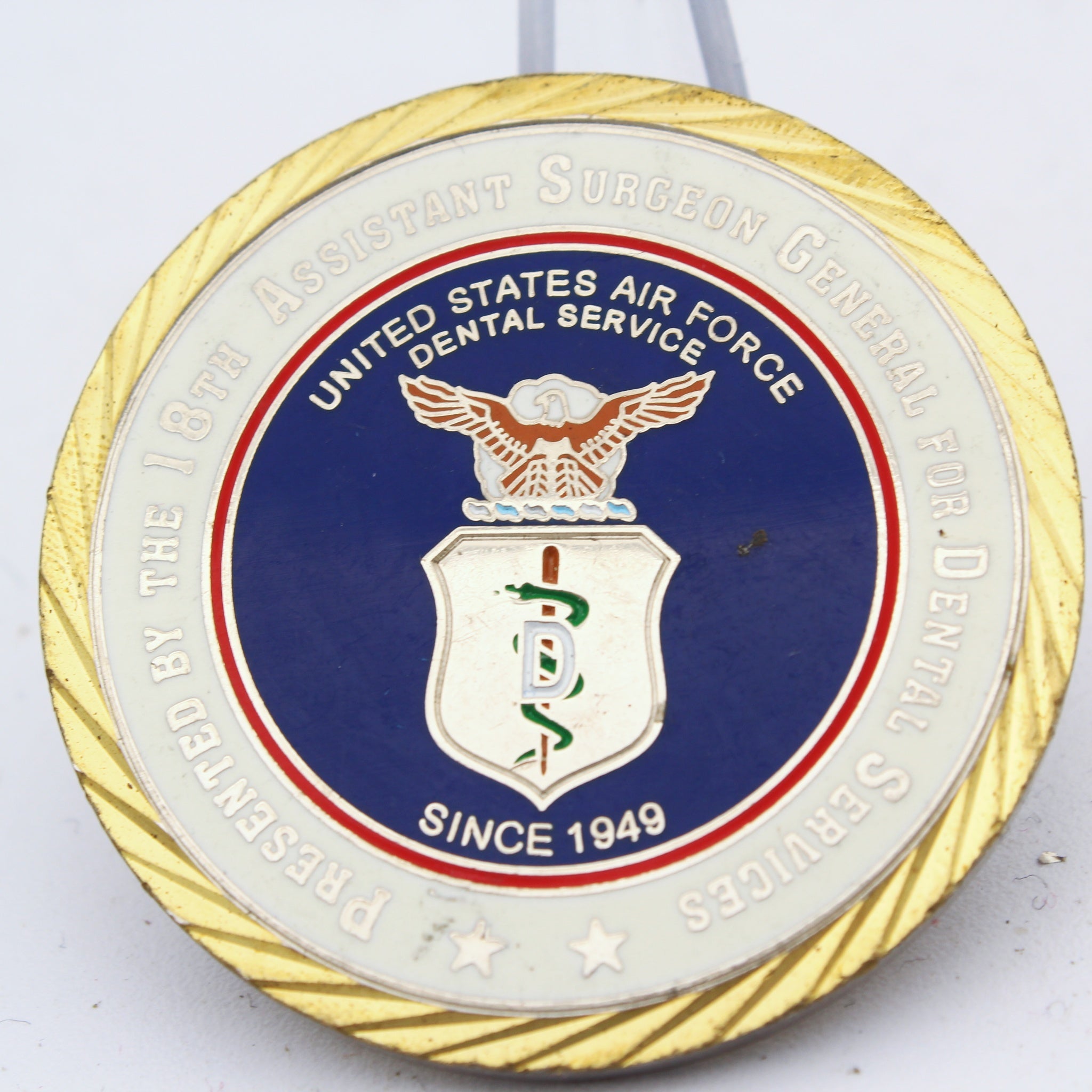 US Air Force Dental Service Major General Gerard A. Caron Challenge Coin 1.75" Copper Pre-Owned