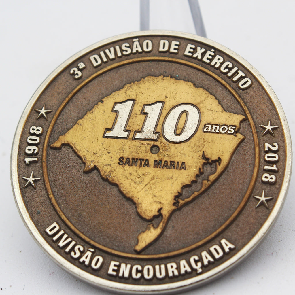 Brazil Army 3rd Army Division Santa Maria RS 110 Years Challenge Coin 1.75" Copper Pre-Owned