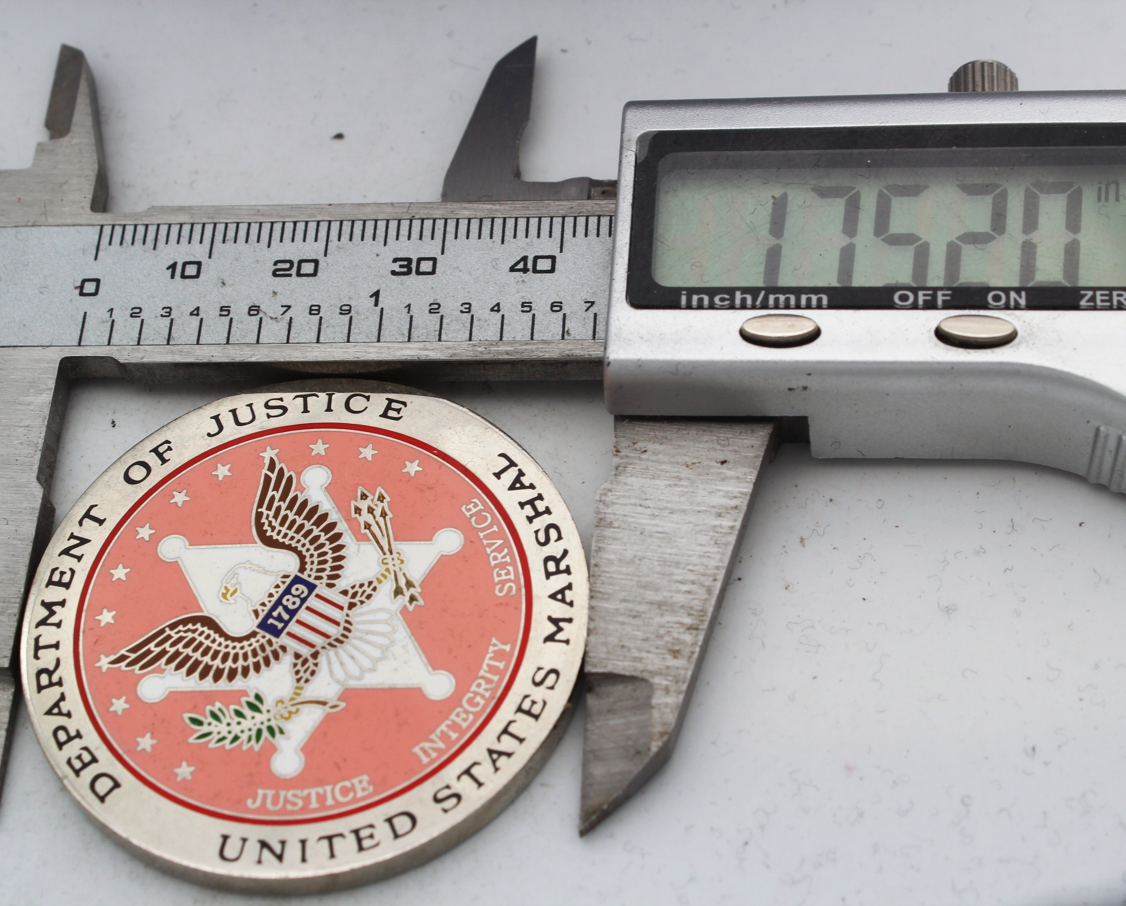 United States Marshals Service DOJ 1.75'' Copper Challenge Coin Collectible Pre-owned