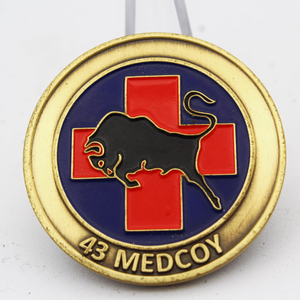 43 Med Coy Fighting for the Wounded 1.5'' Copper Challenge Coin Pre-owned