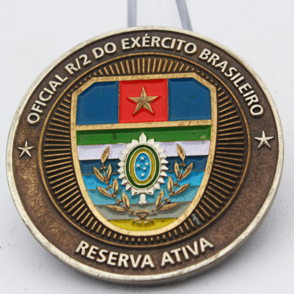 Brazilian Army Oficial R/2 Reserva Ativa 1.75'' Copper Challenge Coin Pre-owned