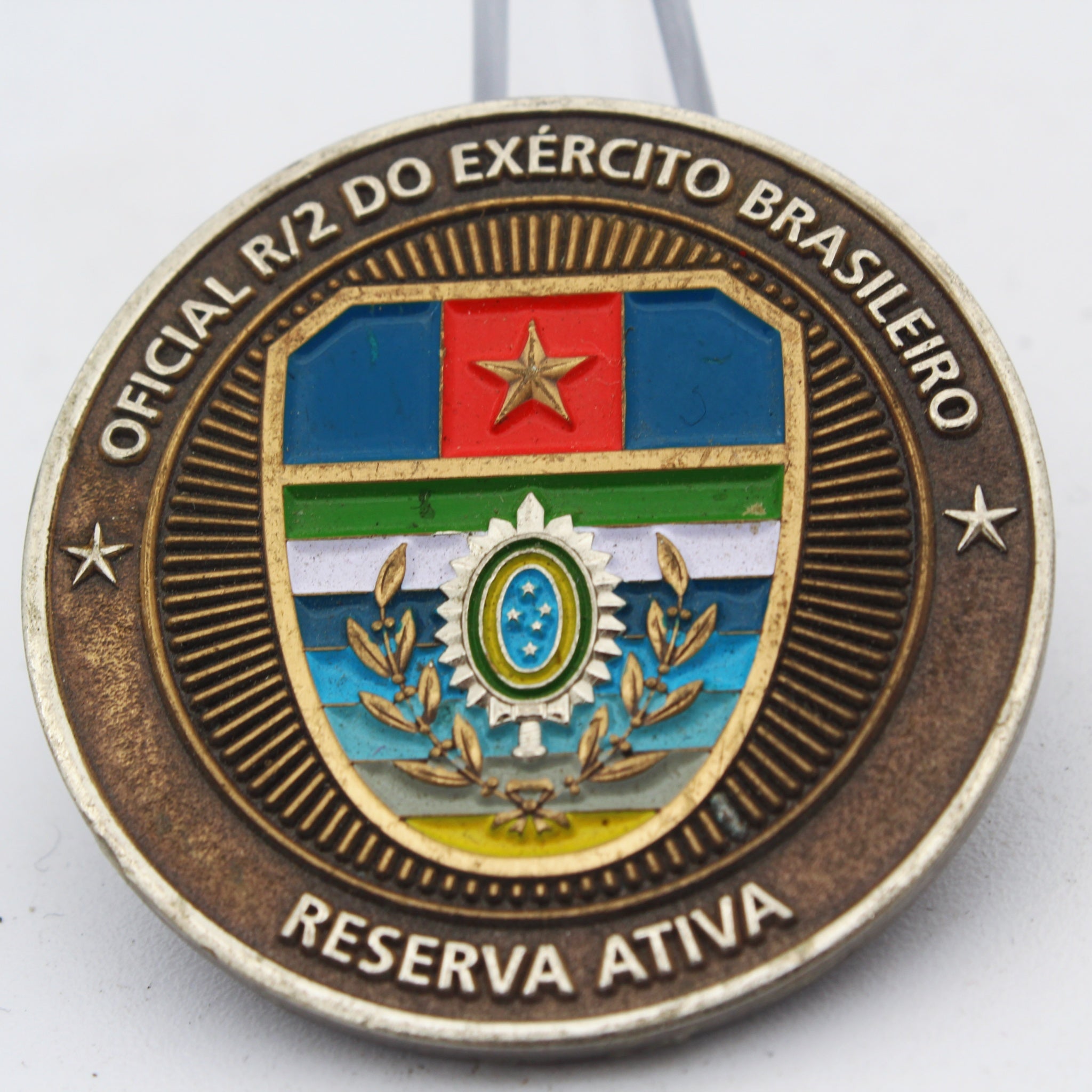 Brazilian Army Oficial R/2 Reserva Ativa 1.75'' Copper Challenge Coin Pre-owned